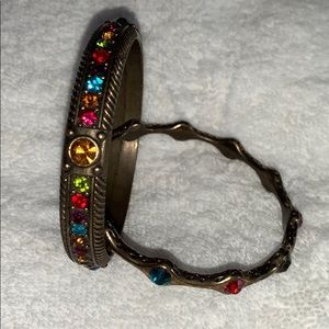 Bronze and jeweled toned bangle bracelets